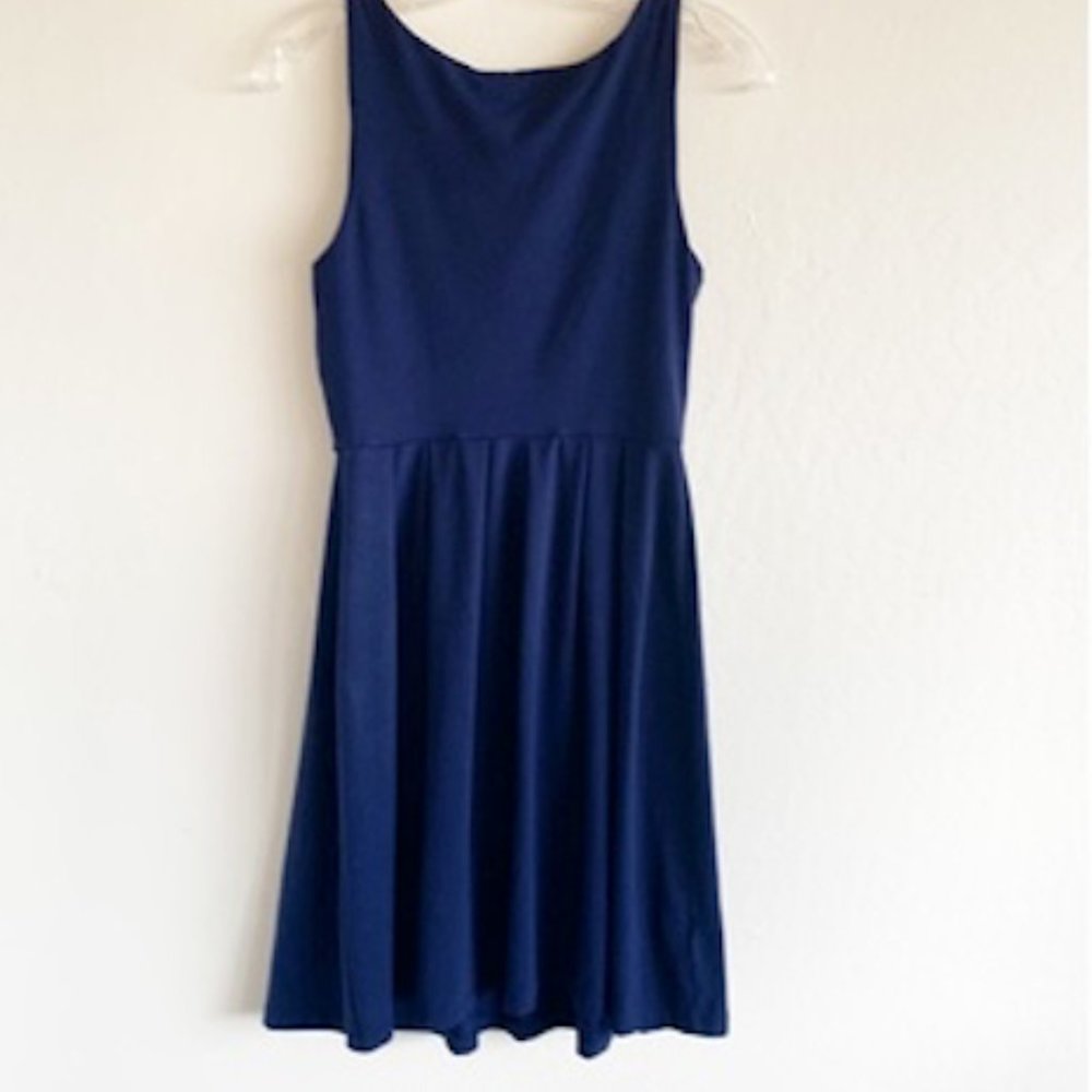 SUSANA MONACO ROYAL BLUE FIT AND FLARE JERSEY DRESS - SMALL